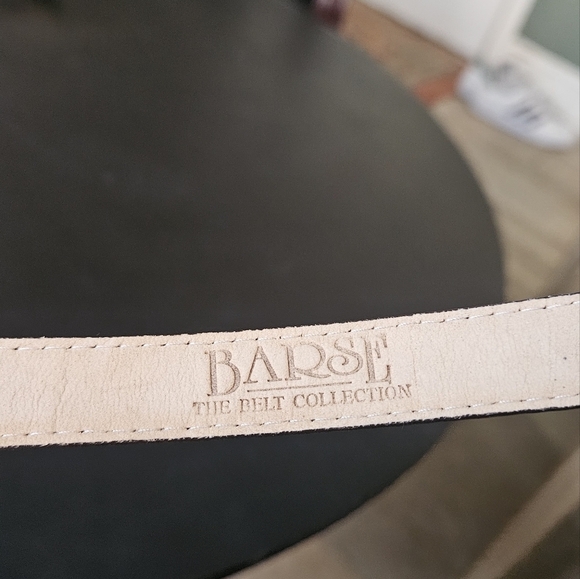 BARSE Mahogany leather belt western silver buckle. Size large - Picture 7 of 7